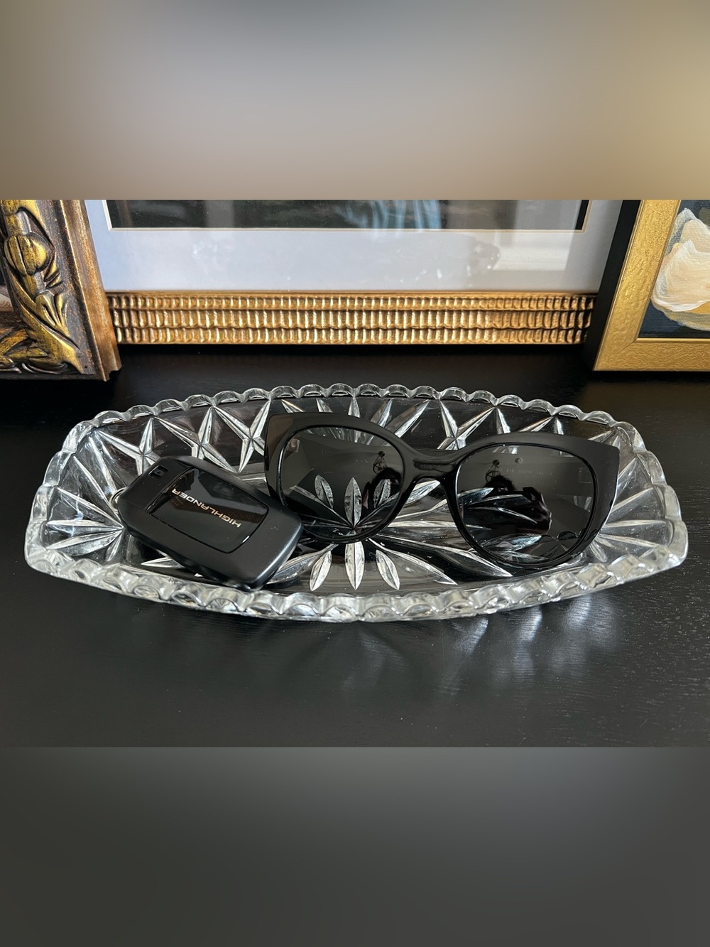 Vintage Hazel Atlas Star & Fan Clear Pressed Glass Tray